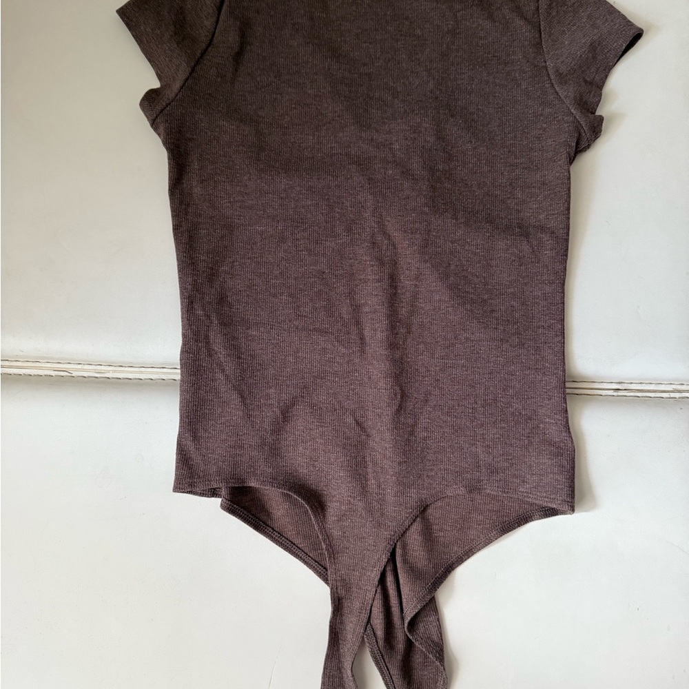 American Eagle Outfitters Brown Asymmetrical Cap Sleeve Bodysuit